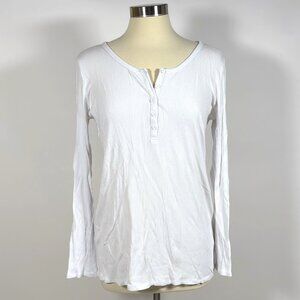 STORQ Ribbed Knit Long Sleeve Henley White Maternity Postpartum Nursing - XL